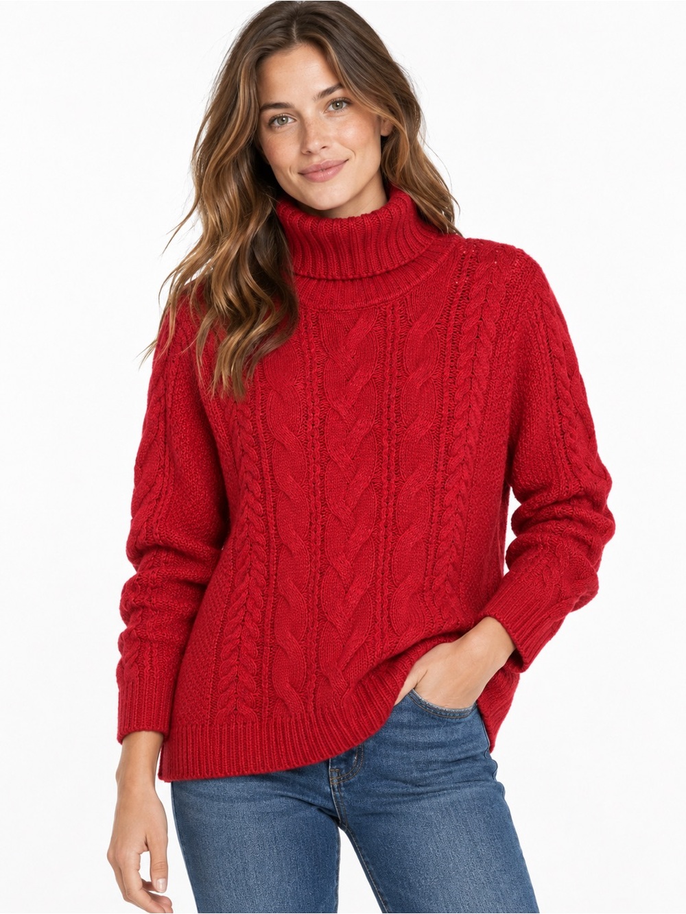 L.L. Bean Cable Knit Wool Turtleneck